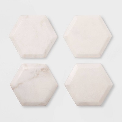 4pk Marble Hexagonal Coasters Natural - Threshold™