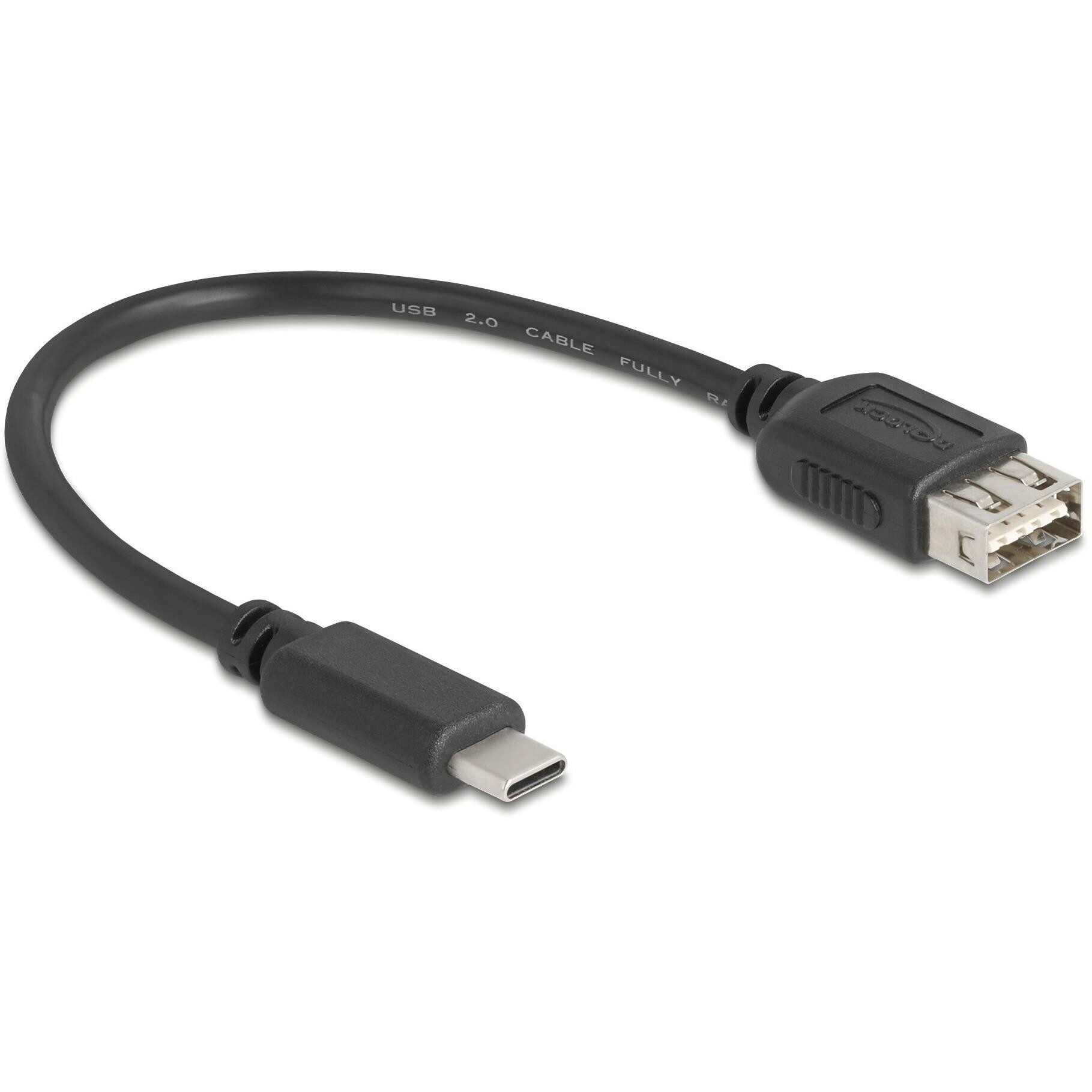 Delock USB 2.0 Kabel USB Type-C Stecker Zu EASY USB Typ-a Buchse 0,2 M (0.20m, USB 2.0), Cavo USB