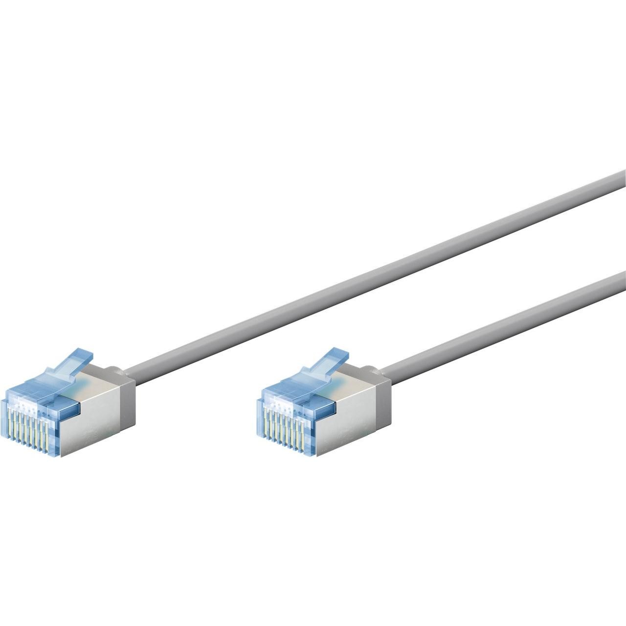 Goobay Cavo Patch CAT 6A Ultra-flessibile, Sottile, U/FTP, Grigio (U/FTP, CAT6a, 1m), Cavo Di Rete