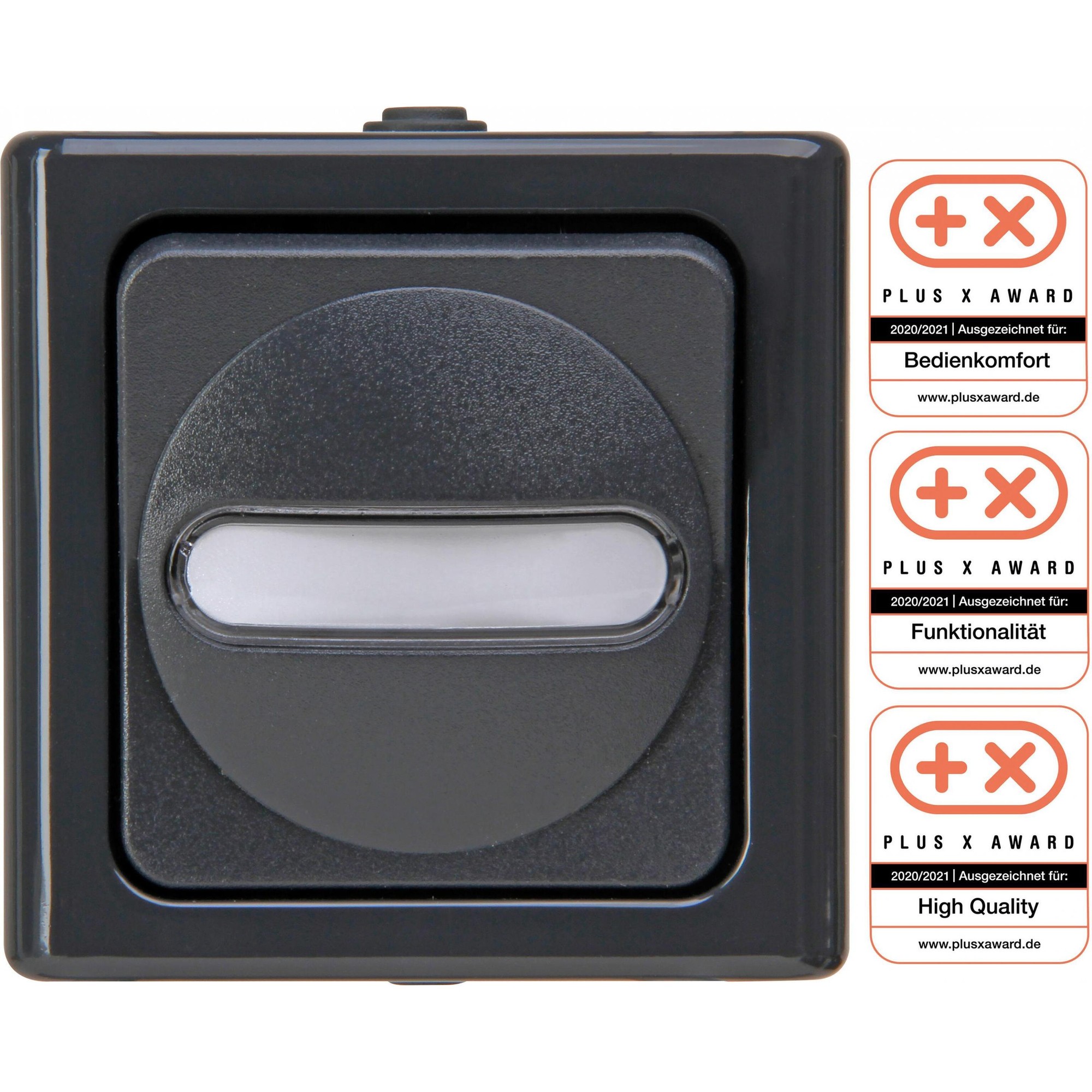 Kopp Interruttore a Croce Anth Glz BLUEELECTRIC IP44 W.Glimm AP 1f 10AX, Pulsante + Interruttore, Grigio