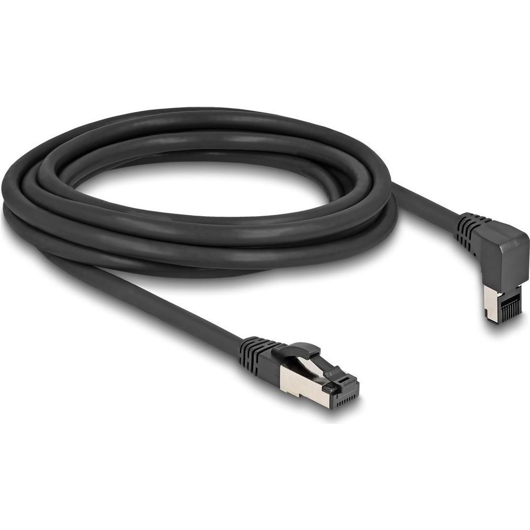 Delock Cavo Di Rete RJ45 Cat.8.1 S/FTP 90° Angolato in Alto / Diritto 3 M Nero (S/FTP, CAT8.1, 3m), Cavo Di Rete