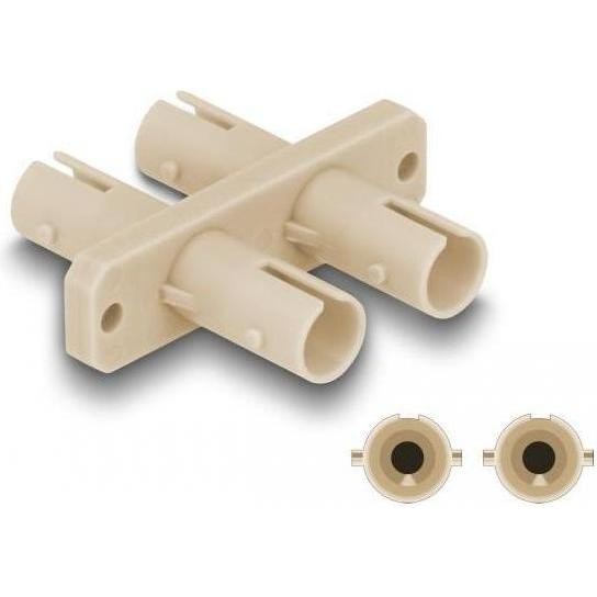 Delock Accoppiamento in Fibra Ottica Da Presa Duplex ST a Presa Duplex ST Beige (CAT6, 0.03m), Cavo Di Rete