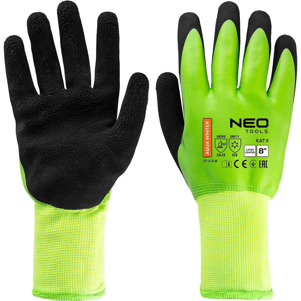 Neo, Guanti Di Sicurezza, Guanti Da Lavoro Isolati, Poliestere Rivestito in Lattice (2 Strati), 3241X, Taglia 8 (8)