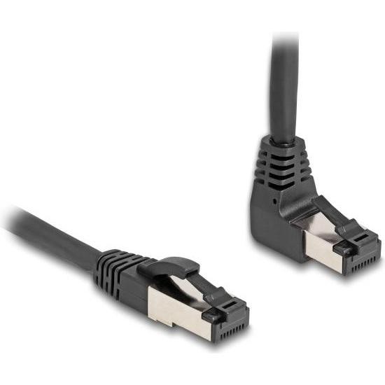 Delock Cavo Di Rete RJ45 Cat.8.1 S/FTP 90° Angolato in Basso / Diritto 3 M Nero (S/FTP, CAT8.1, 3m), Cavo Di Rete