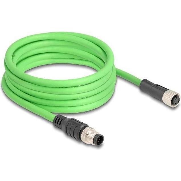 Delock Cavo M12 Con Codice a Da Spina a 8 Pin a Presa PUR (TPU) 5 M (SF/UTP, 5m), Cavo Di Rete