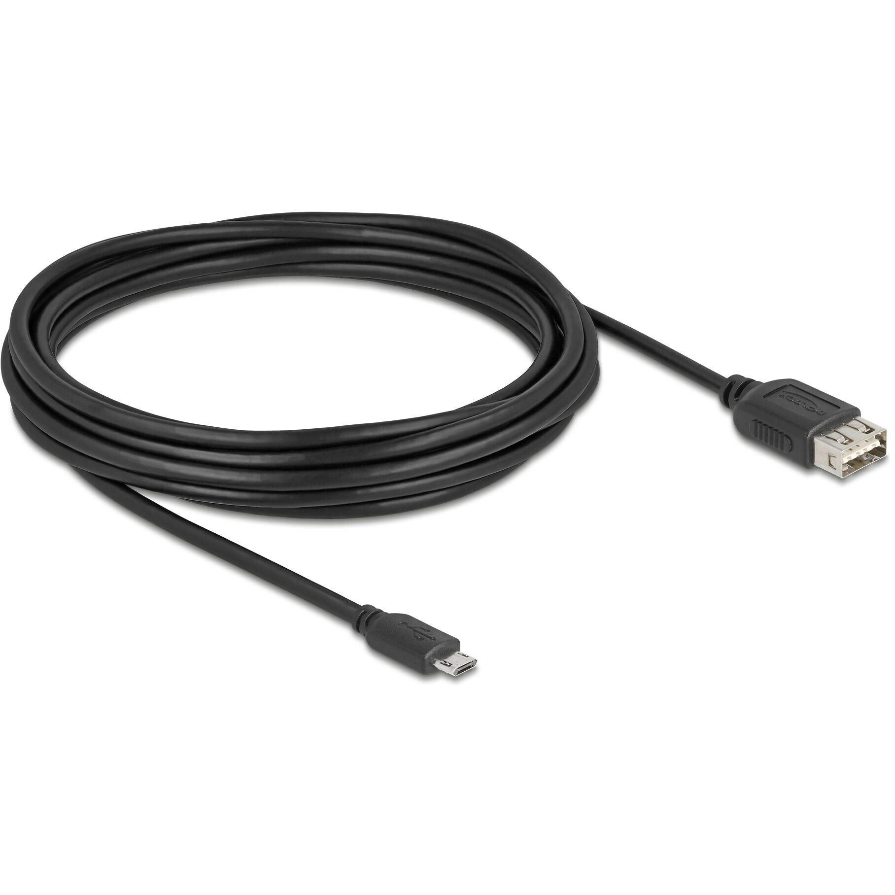 Delock USB 2.0 Kabel EASY USB Typ Micro-B Stecker Zu EASY USB Typ-a Buchse 5 M (5m, USB 2.0), Cavo USB