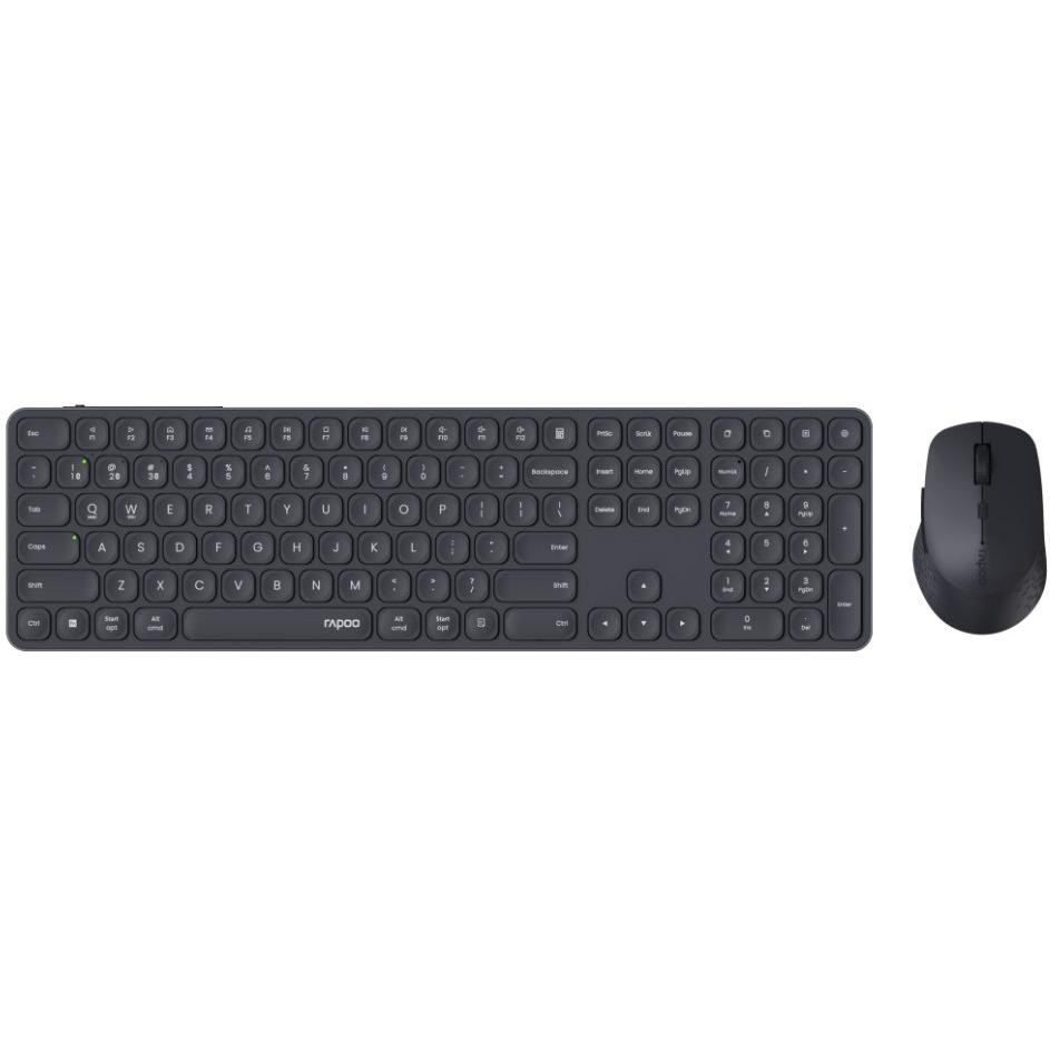 Rapoo Set Da Scrivania Wireless Multimodale 9810M, QWERTZ, Grigio Scuro (00228039) (DE, Senza Fili), Tastiera, Grigio