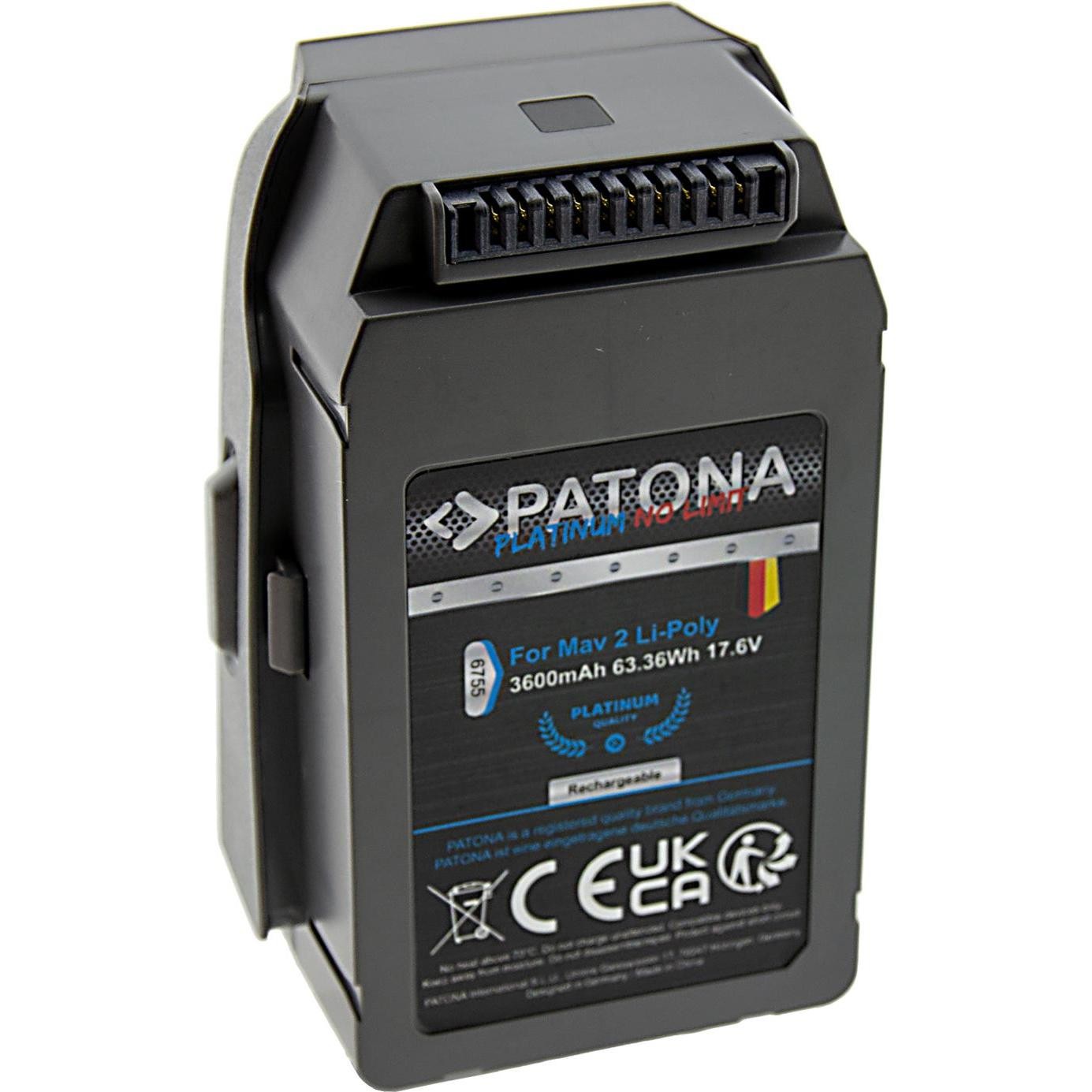 Patona Batteria Al Platino (Batteria Del Drone, DJI Mavic 2), Accessori per Droni, Grigio