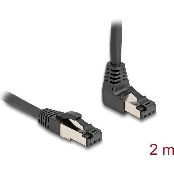 Delock Cavo Di Rete RJ45 Cat.8.1 S/FTP 90° Angolato in Alto / Diritto 2 M Nero (S/FTP, CAT8.1, 2m), Cavo Di Rete