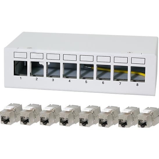 LogiLink Patch Panel  8 Port with 8 Cat.6A Keystone Modules