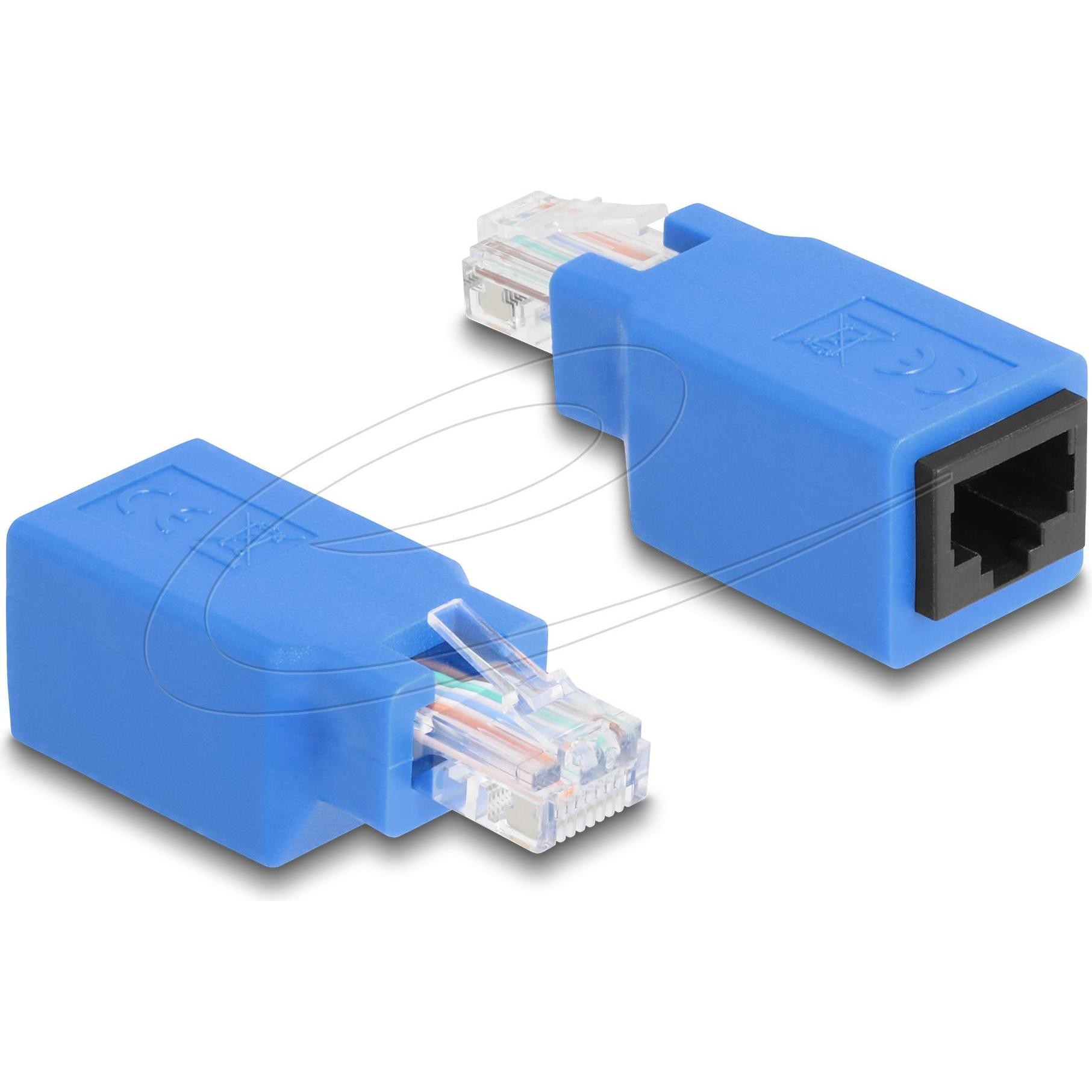 Delock Adattatore RJ45 Da Spina a Presa (RJ45 (2x)), Adattatore Di Rete, Blu