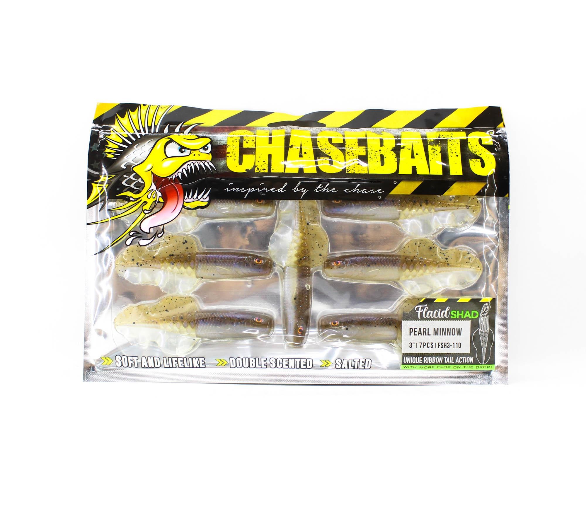 Chasebaits Flacid Shad 3 Pouces Leurre Souple 7/Paquet Pearl Minnow (4723)