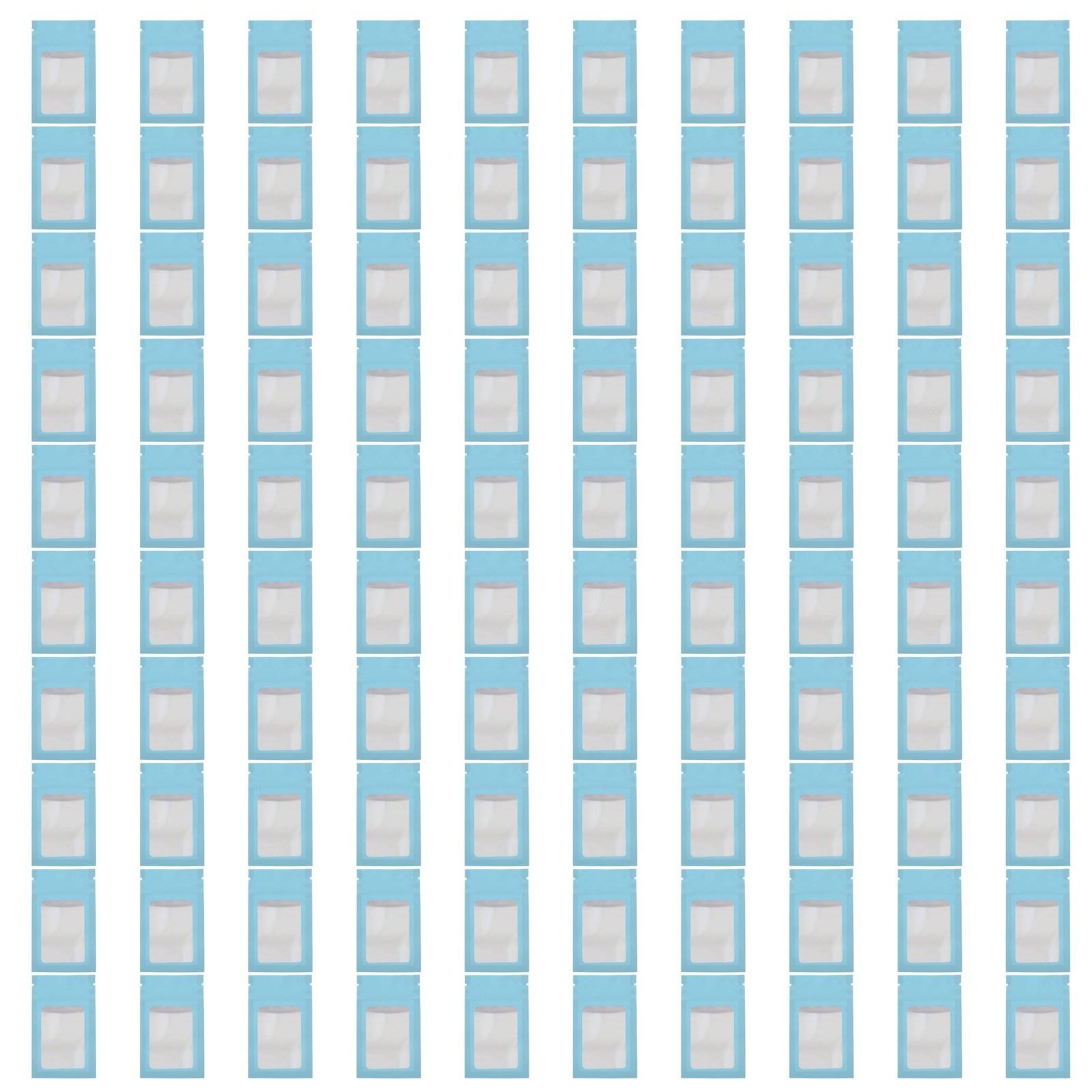 Lot De 100 Sachets Ziplock Auto-scellants Holographiques Réutilisables Pour La Conservation Des Aliments Avec Trou De Suspension, Bleus Bleu