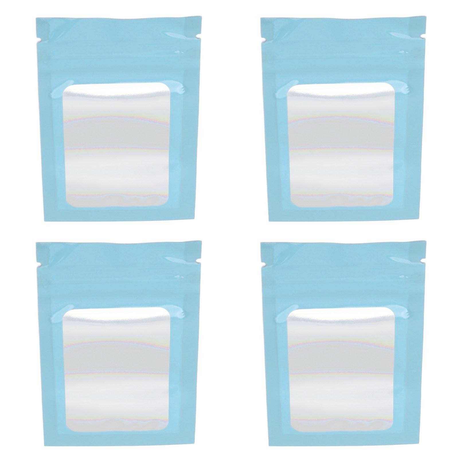 Lot De 100 Sachets Ziplock Auto-scellants Holographiques Réutilisables Pour La Conservation Des Aliments Avec Trou De Suspension, Bleus Bleu thumbnail