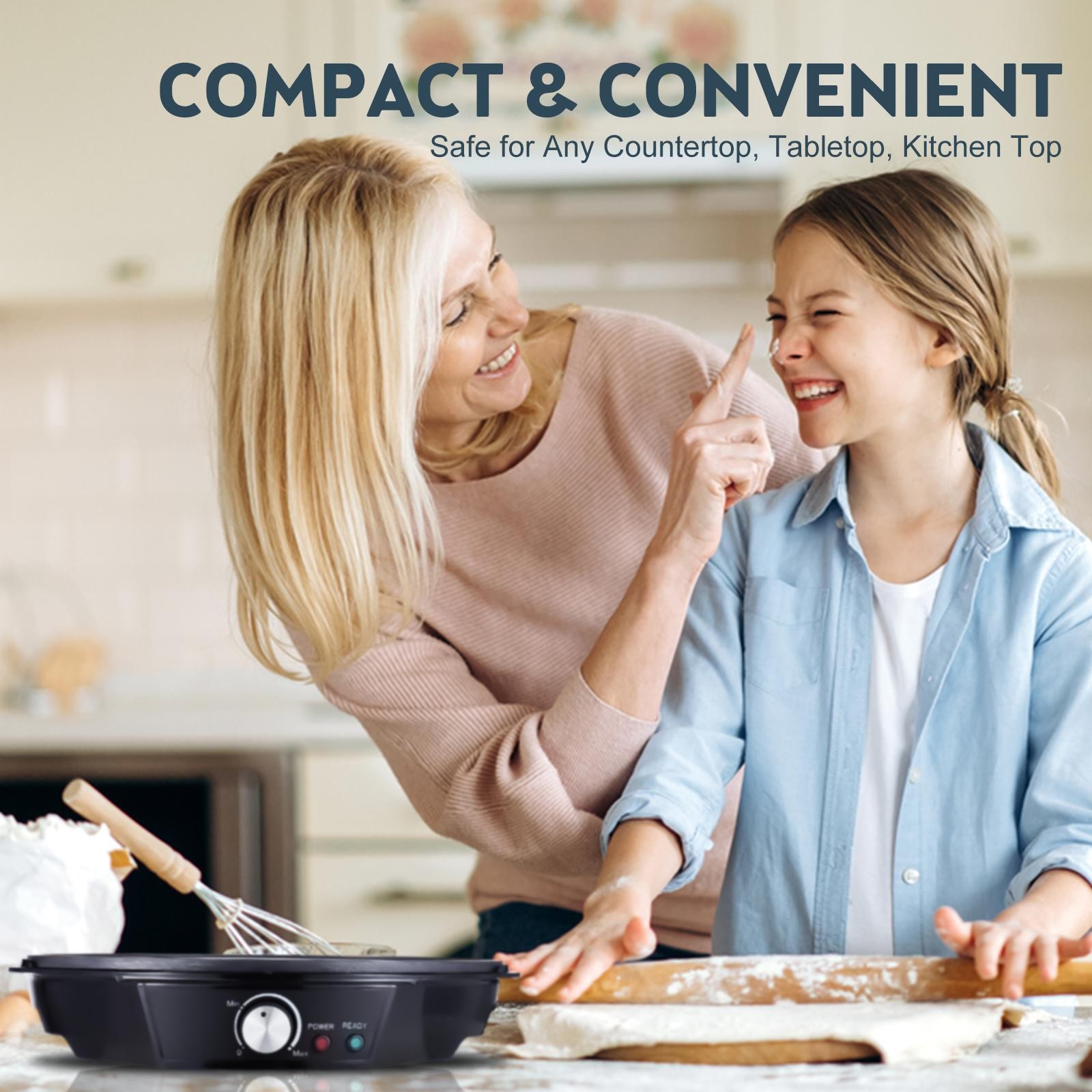 Crêpière électrique 11 Pouces, 1200W, 50-210 Degrés Celsius, Contrôle De La Température, Crêpes Antiadhésives US Plug Noir thumbnail