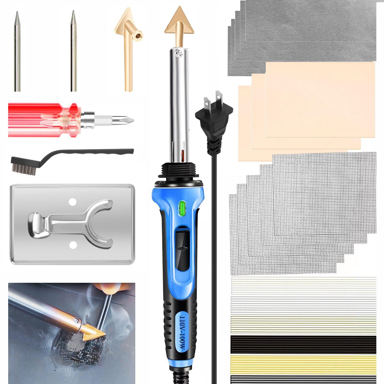Kit De Soudage Du Plastique 100 W, Soudeur Du Plastique Et Pistolet à Fer à Souder 2 En 1, Contrôle De La Température à 3 Vitesses Bleu