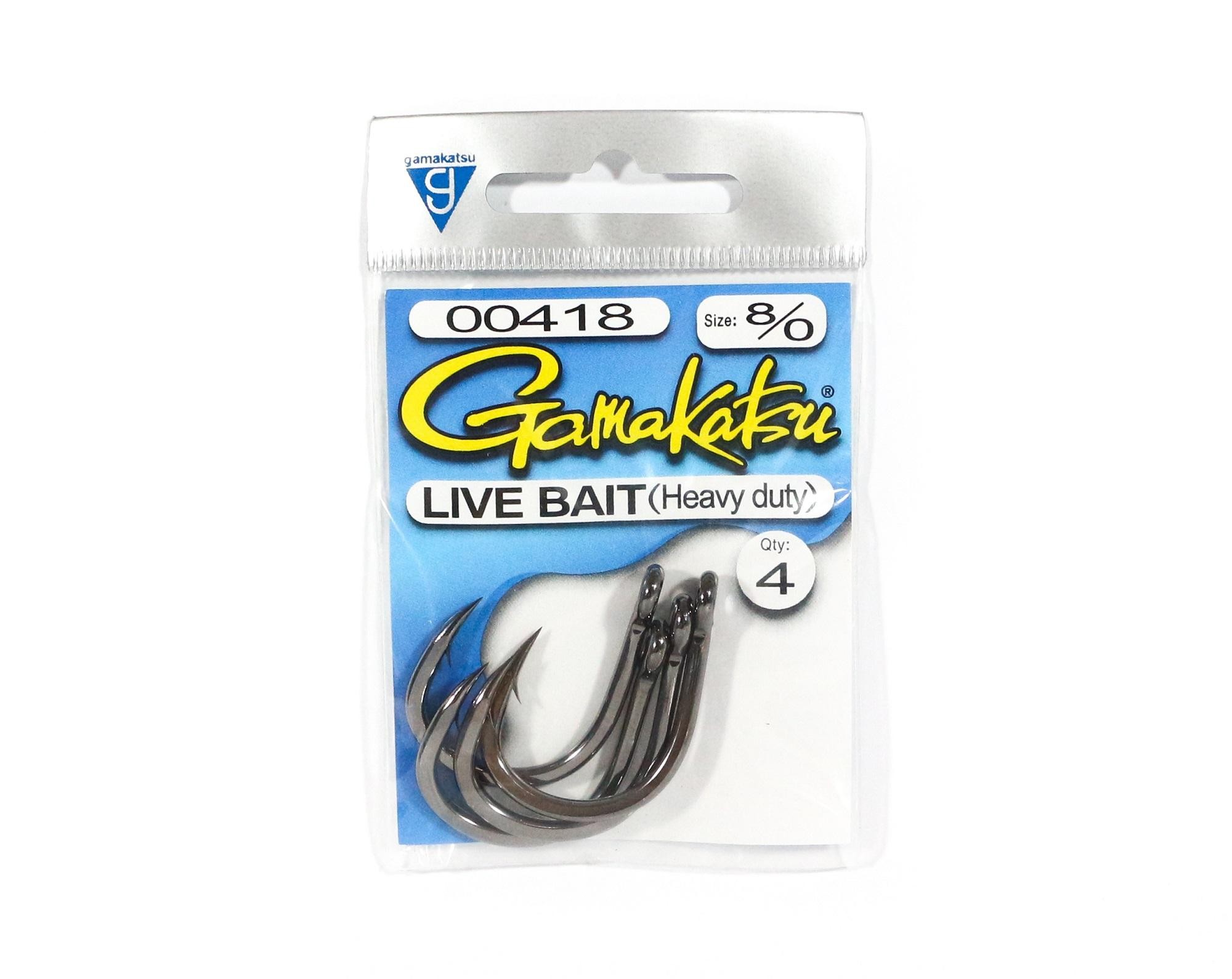 Gamakatsu Live Bait Heavy Duty Größe 8/0, 4 Pro Packung (5499)