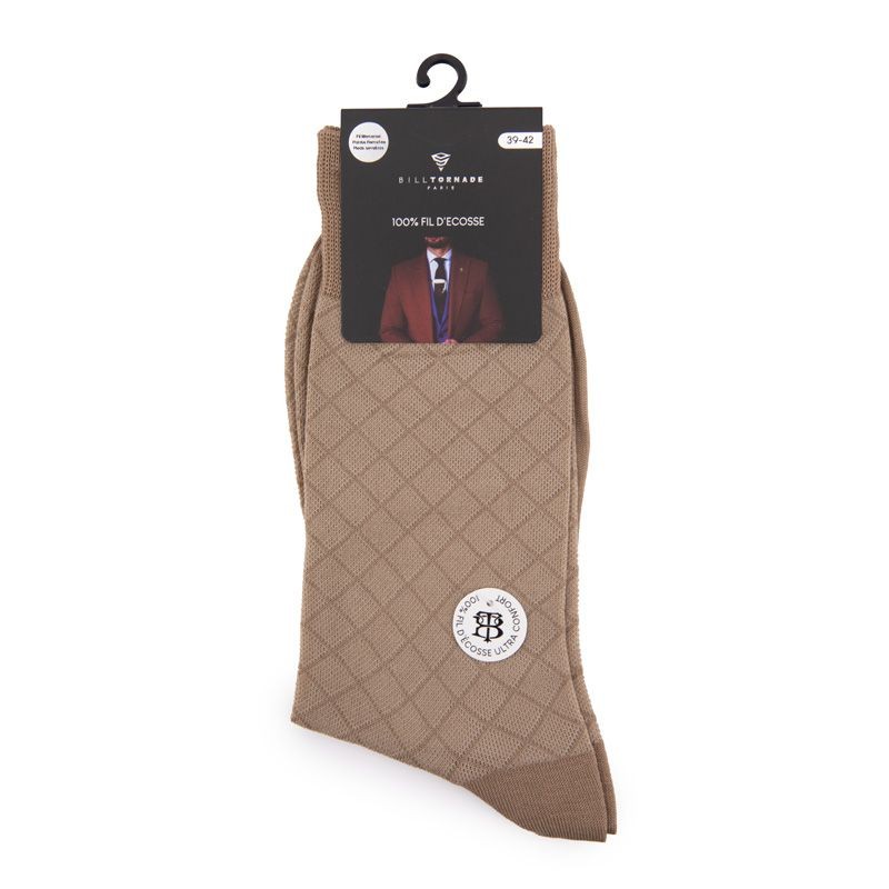 Chaussette Fil D'ecosse Fantaisie 20140 Homme BILL TORNADE 39/42 Beige