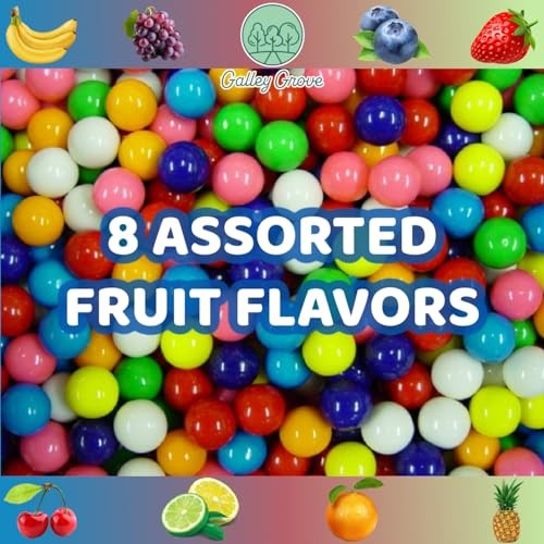 Dubble Bubble Mini Gumball Machine Refills 4.4 Oz Bag (2-Pack), 1/2 Inch 13mm Assorted Fruit Flavor Bubble Gum, Bundle with Galley Grove Sugar-Free Br thumbnail