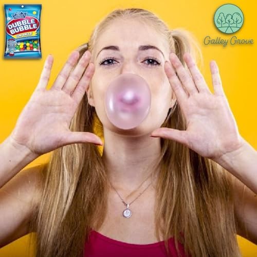 Dubble Bubble Mini Gumball Machine Refills 4.4 Oz Bag (2-Pack), 1/2 Inch 13mm Assorted Fruit Flavor Bubble Gum, Bundle with Galley Grove Sugar-Free Br thumbnail