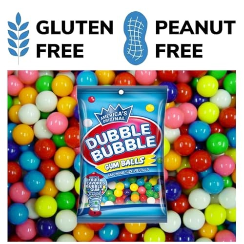 Dubble Bubble Mini Gumball Machine Refills 4.4 Oz Bag (2-Pack), 1/2 Inch 13mm Assorted Fruit Flavor Bubble Gum, Bundle with Galley Grove Sugar-Free Br thumbnail