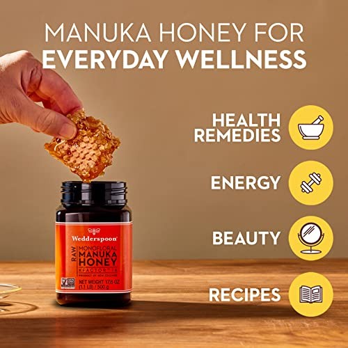 Wedderspoon Raw Premium Manuka Honey, KFactor 16, 17.6 Oz, Unpasteurized, Genuine New Zealand Honey, Traceable from Our Hives to Your Home thumbnail