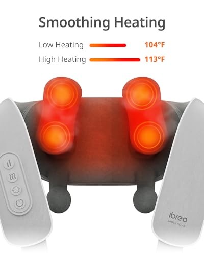 Cordless Shiatsu Neck and Back Massager with Heat, 10 Mins X 12 Uses, 3 Massage Modes & 2 Intensity Levels, 3D Kneading Deep Tissue for Pain Relief, V