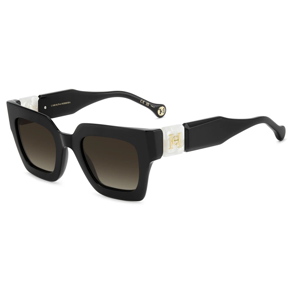 Carolina Herrera, Sunglasses, Female, Black, 49 MM, Black Marble Sunglasses with Brown Shaded