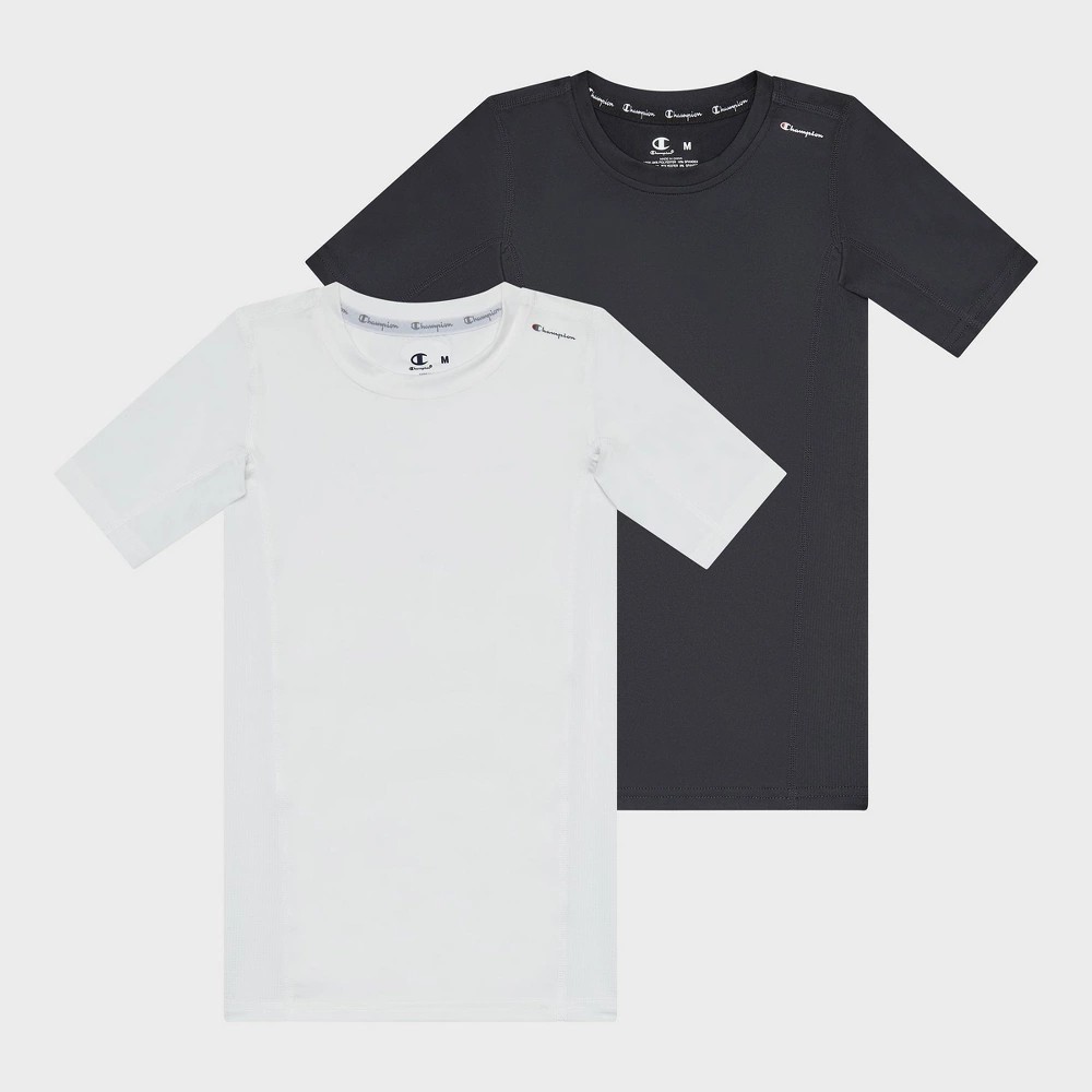 Champion Youth 2pk Compression T-Shirt - White/Black - XL