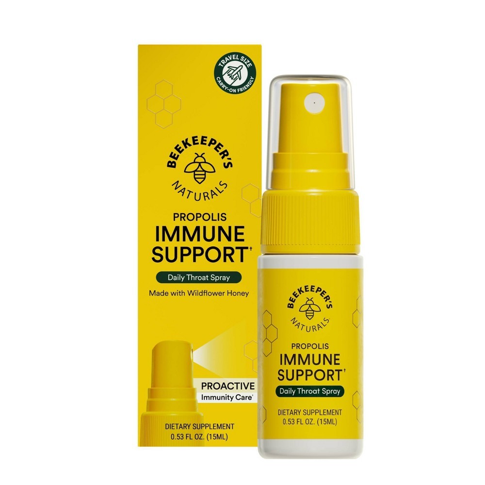 Beekeeper's Naturals Immune Support Throat Spray - Propolis - 15ml: Cold, Cough or Flu Treatment, Travel Size