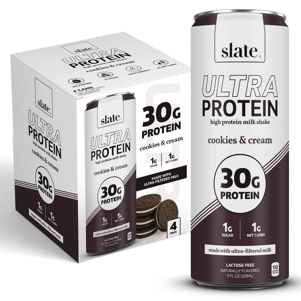 Slate Milk Cookies and Cream Ultra 30g Protein Shake Cans - 11 Fl Oz/4pk