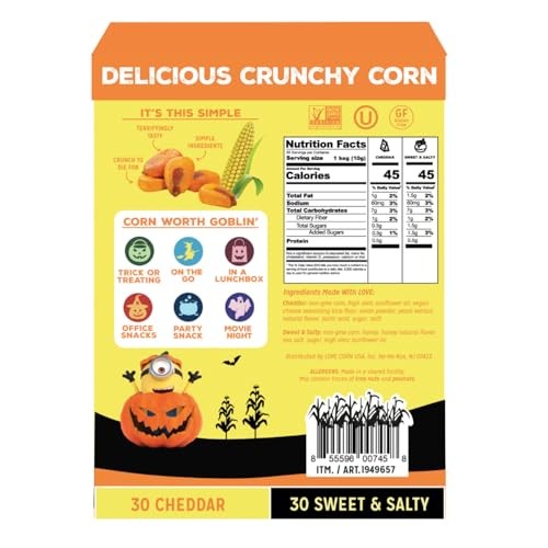LOVE CORN Variety Pack, Featuring Cheddar & Sweet and Salty, 0.35 Oz X 60 Delicious Crunchy Corn Healthy Family Snacks Gluten Free, Kosher, NON-GMO, G thumbnail