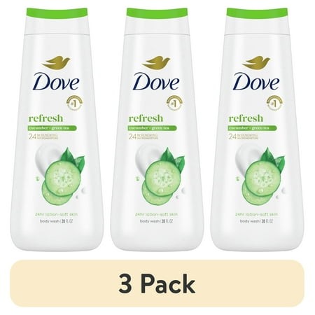 (3 Pack) Dove Body Wash for Women Moisturizing Refresh Cucumber & Green Tea Cleanser All Skin  20 Oz