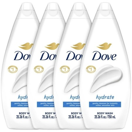Dove Body Wash Hydrate 4-Pack – Moisturizing Cleanser for Smooth  Soft Skin  25.3 Oz Ea