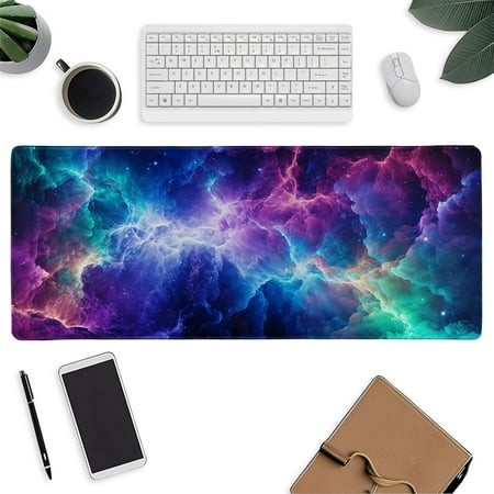 Colorful Galaxy Large Mouse Pad Gaming Extended Desk Pad with Stitched Edge and Non-Slip Rubber Base Keyboard Pad for Laptop Office and Home  31.5 X 1