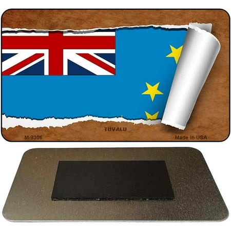 Tuvalu Flag Scroll Novelty Metal Magnet M-9306 3.5  X 2  Magnet (M)