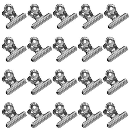Yiasln Silver Metal Hinge Clips - 20 Pack Large Bull Binder Paper Clips Clamp Metal Binder Clip Binder Paper Clips for Office Pictures Photos  Silver 