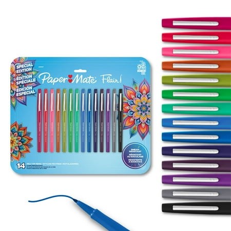 (4pack) Paper Mate Flair Felt Tip Pens  Medium Point (0.7mm)  Assorted Colors  14 Count