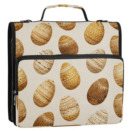 Zipper Binder 3 Rings Stationery Office Files Daily Organizer File Folder Storage Bag Watercolor Easter Eggs