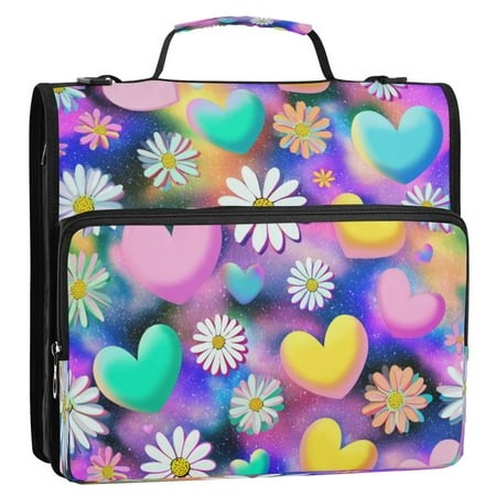 Zipper Binder 3 Rings Stationery Office Files Daily Organizer File Folder Storage Bag Kawaii Daisy Pop Art