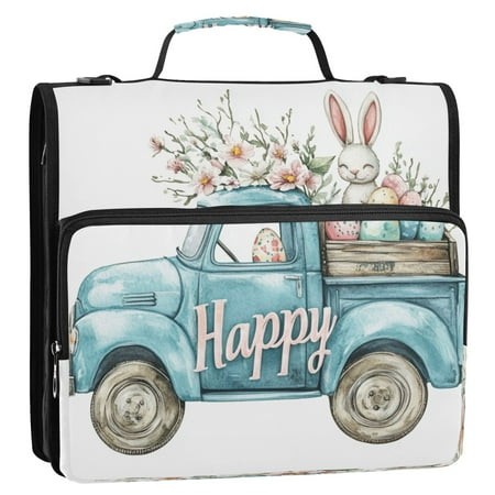 Circular Folder Package 13.6*3.5*12.4 Inches  Binder Bag，Binder Organizer，Zipper Binder，3 Ring Binder  Suitable for Work Easter Bunny