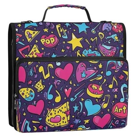 Zipper Binder 3 Rings Stationery Office Files Daily Organizer File Folder Storage Bag Art Pop
