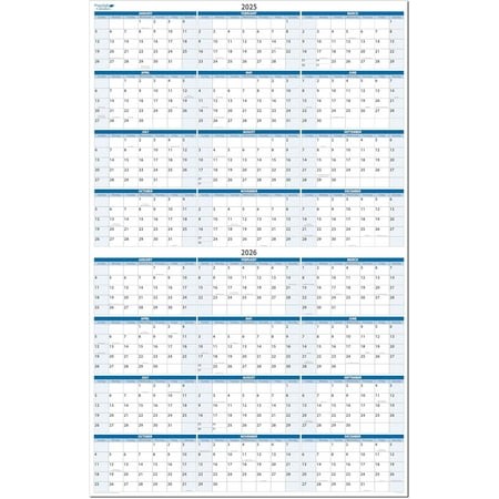 Sky Blue 2-Year Dry-Erasable Wall Calendar 2025 & 2026 - Vertical 36  Tall X 24  Wide. Never Ghosts or Stains. Complete with Dry-Erase Marker and Eras