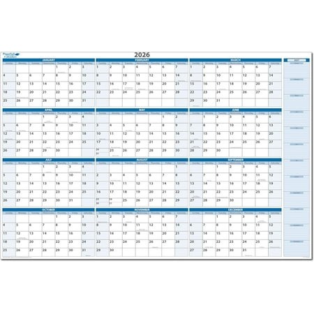 2026 Dry & Wet Erasable Wall Calendars - Horizontal 32h X 48w with Next Year Planning Area - Marker and Eraser Included. Never Ghosts or Stains
