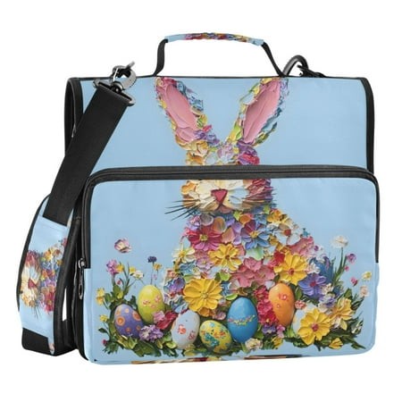 ALAZA Zipper Binder Bag Rabbit Easter Eggs-z1 3 Ring File Folder Binder Organizer Bag