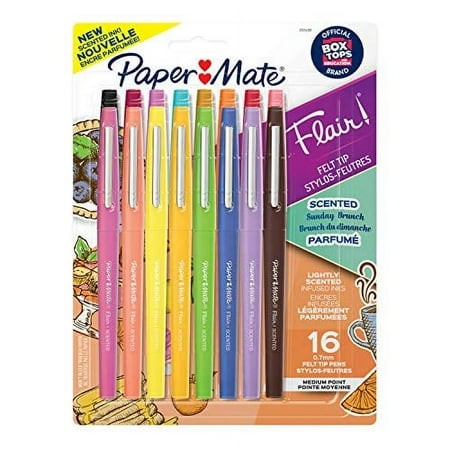 Paper Mate Flair Sunday Brunch Scented Felt Tip Pens  Assorted Colors  Medium Point (0.7mm)  16 Count