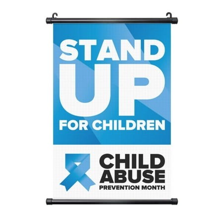 Chi-ld Abuse Prevention Awareness Month Blue Ribbon Poster Wall Art Banner Backdrop Prints Posters Decor for Home Office Festival 16 X24