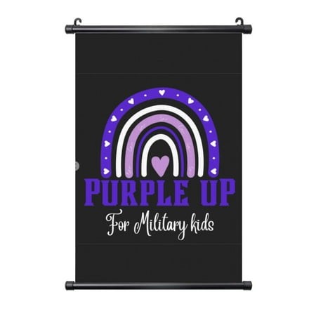 Purple up Military Ki-ds Military Chi-ld Month Poster Wall Art Banner Backdrop Prints Posters Decor for Home Office Festival 16 X24