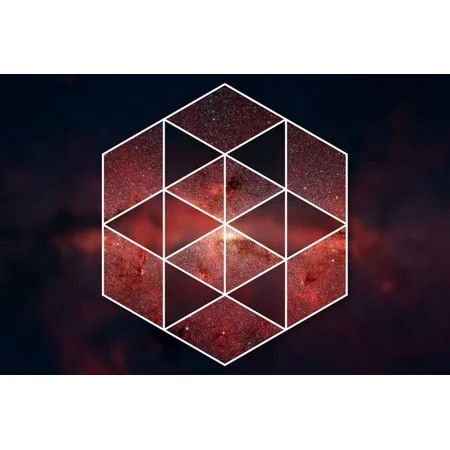Kna Prints - 1 Pc Poster Geometric Red Nebula Poster Space Fun Gift #8835  UNFRAMED-12x18
