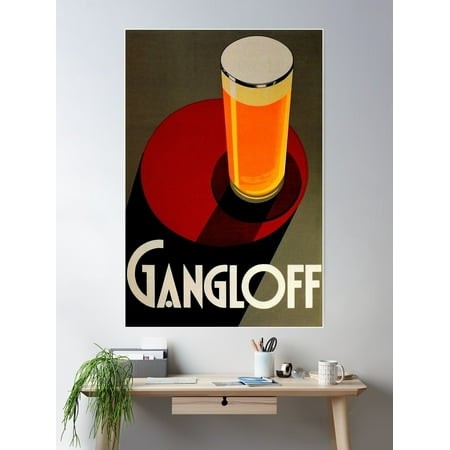 Kna Prints - 1 Pc Poster Red Gangloff Beer Big Glass Light Ale Lager Pilsen  UNFRAMED-8x12